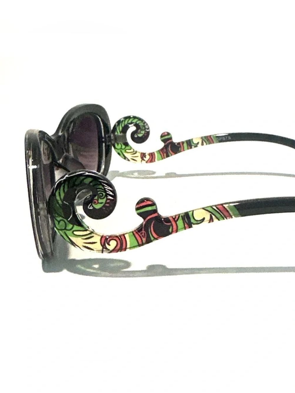 Women's Black Baroque Sunglasses with Floral Swirl Temples
